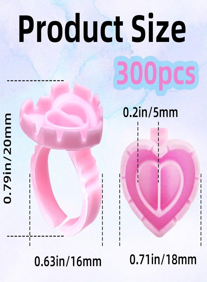 TKYZMS 300PCS Pink Disposable Glue Rings for Eyelash Extensions, Adjustable Pigment Holder Cups for Eyebrow Eyeliner Nail Art, Flexible Plastic Lash Rings, Lightweight Professional Beauty Supplies - Image 3